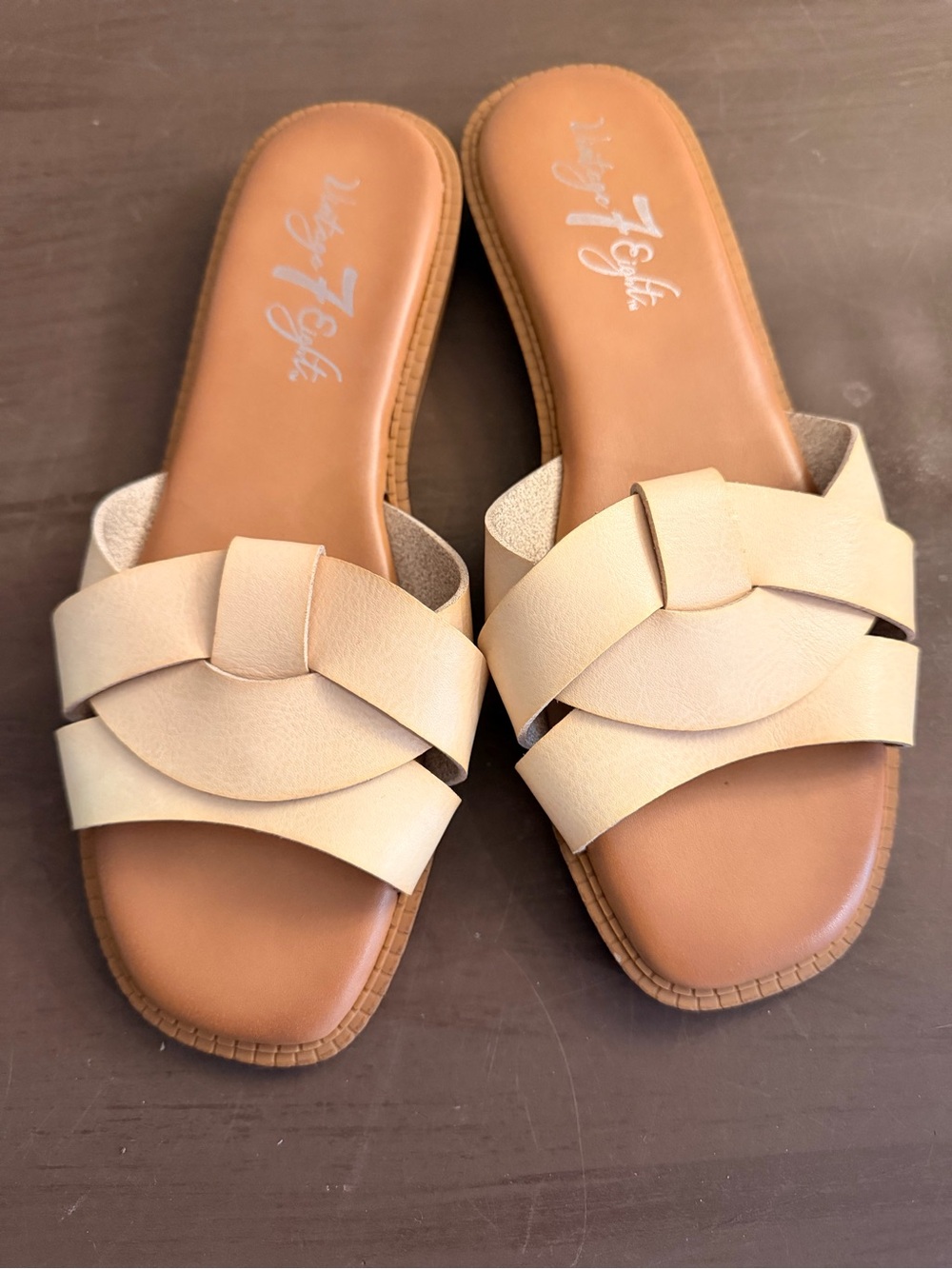Othr Women's Neutral Woven Beige Slide Sandals